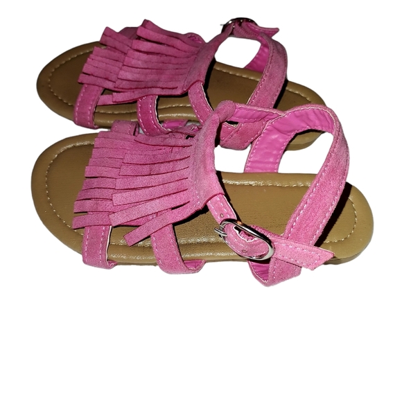 Girl's Pink Suede Fringed Sandals Size 9 - Picture 1 of 5